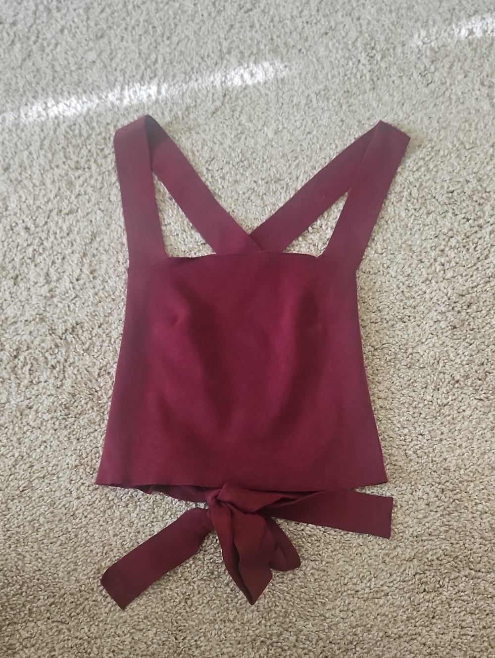 Women’s Burgundy Tie-Back Crop Tank Top